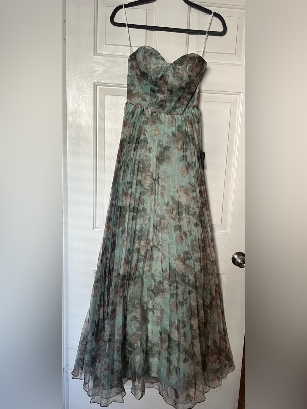 Most Beautiful Day Sage Multi Floral Print Organza Maxi Dress | NWT | XS - Picture 7 of 8